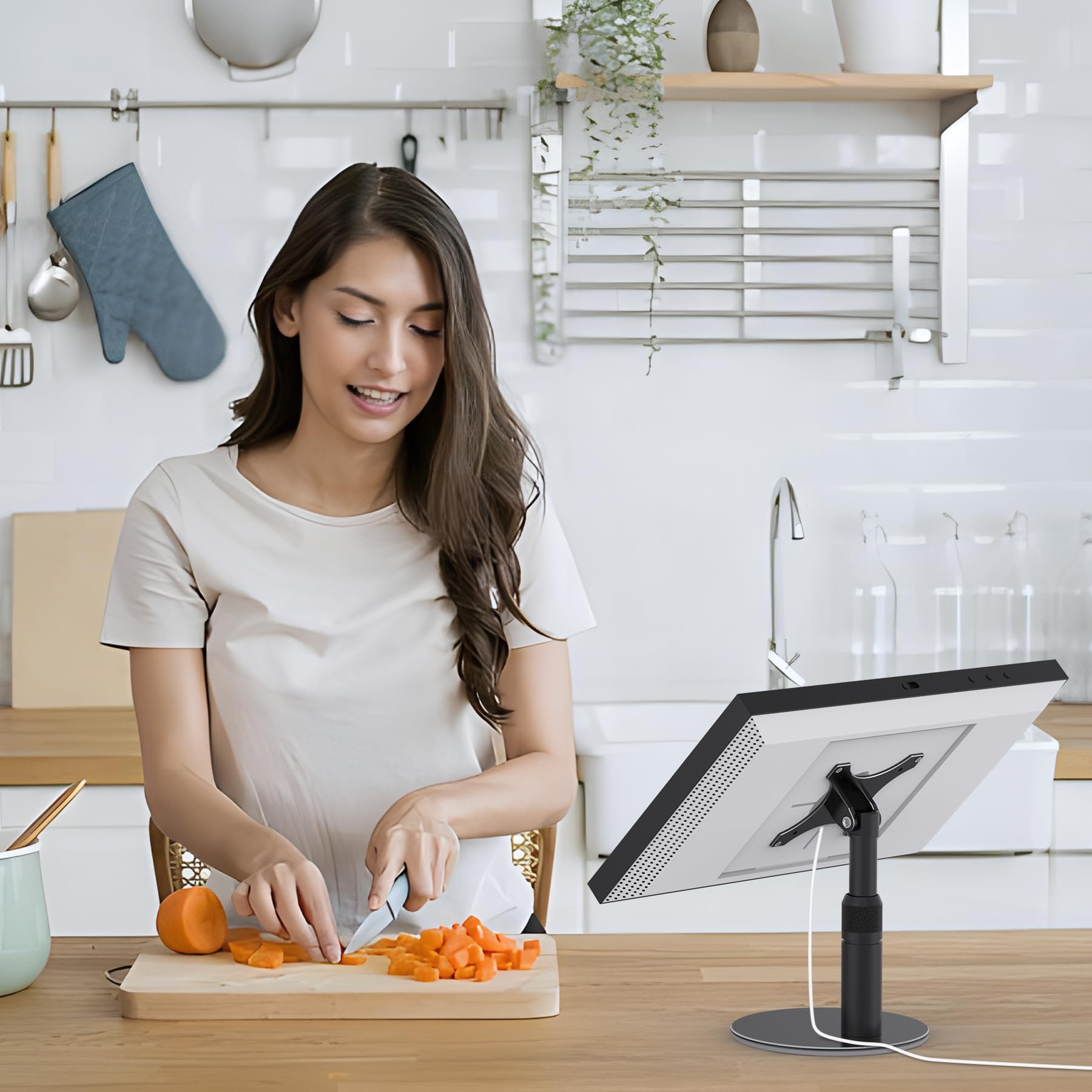 Supporto rotante di alta qualità per spettacolo 15/21, nero, altezza regolabile, base non scivolosa per cucina/Living Room/Foyer, Sturdy & Durable Construction, Easy Switch Device in ritratto e
