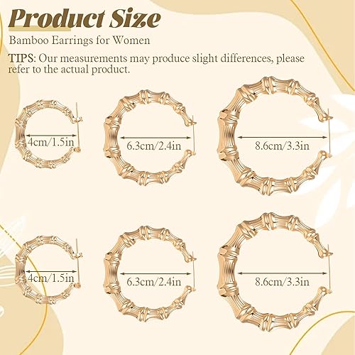 Miniatura 2 de Bamboo Earring Large Bamboo Hoop Earrings for Women 80s 90s Door Knocker Earring Hip Hop Chunky Gold Hoop Earrings Trendy Women Jewelry Party Custom
