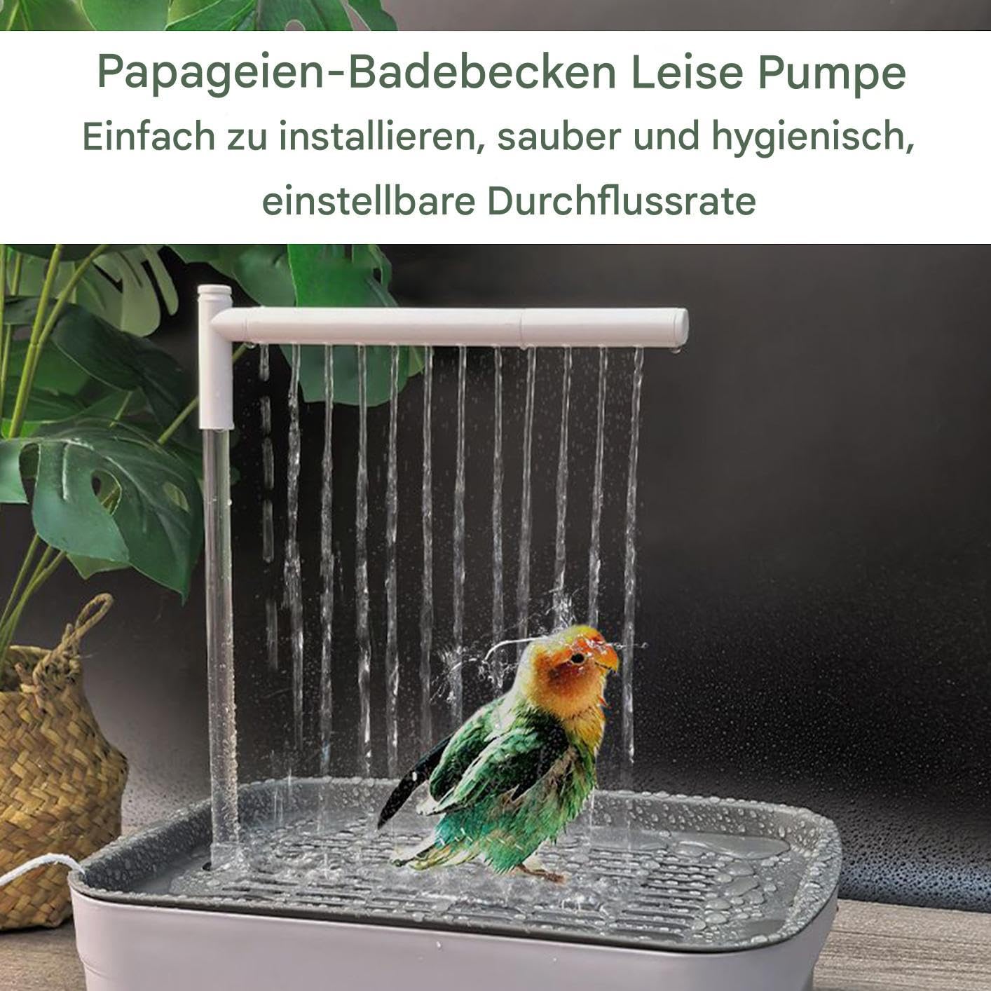 Ducha para pájaros de 31,3 cm, ducha automática para pájaros, recargable por USB, accesorios de baño, con grifo de circulación, para periquitos y pájaros pequeños