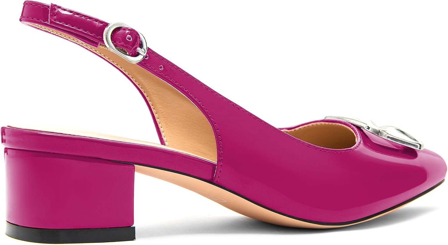 Women's Slingback Heels Low Chunky Block Heels Square Closed Toe Slip On Comfortable Dress Pump High Heels Shoes for Work Office Casual - Image 5