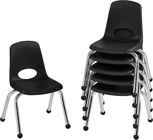 Factory Direct Partners Silla apilable, 12 pulgadas, color negro