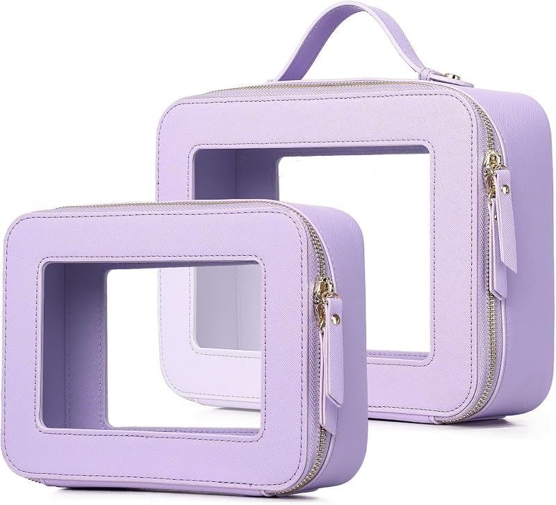 Necessaire transparente Pinkmik C1/Purple com zíper, conjunto com 2