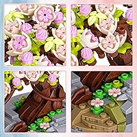 Vista 4 de QIUXQIU Mini Sakura Bonsái modelo creativo de simulación de bricolaje Mini partícula de flores silvestres Colección botánica de construcción