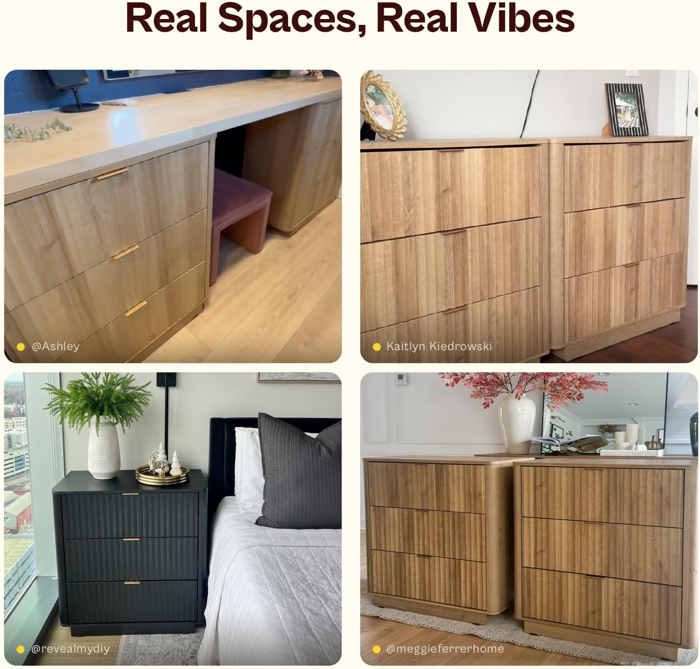 mopio Brooklyn 3 Drawer Dresser for Bedroom, Chest of Drawers, Wood Fluted Dresser Organizer, Modern Farmhouse, Tall Night Stand, Enhanced Safety, Sturdy Compliant (Oak)