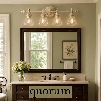 Quorum 5257-4-70 32 4-Light Vanity | Persian White | Seeded Glass