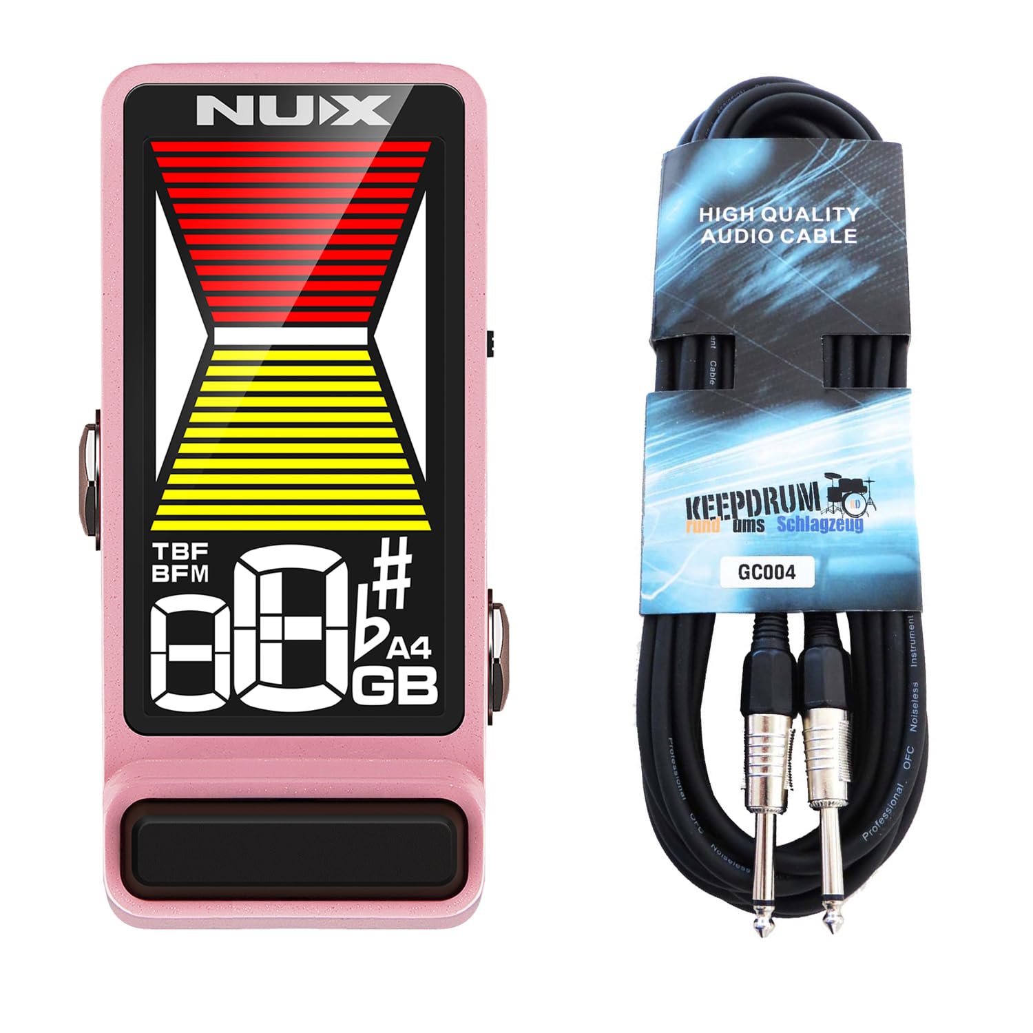 Nux NTU-3 MKII Flow Tune - Afinador con cable jack keepdrum, color rosa