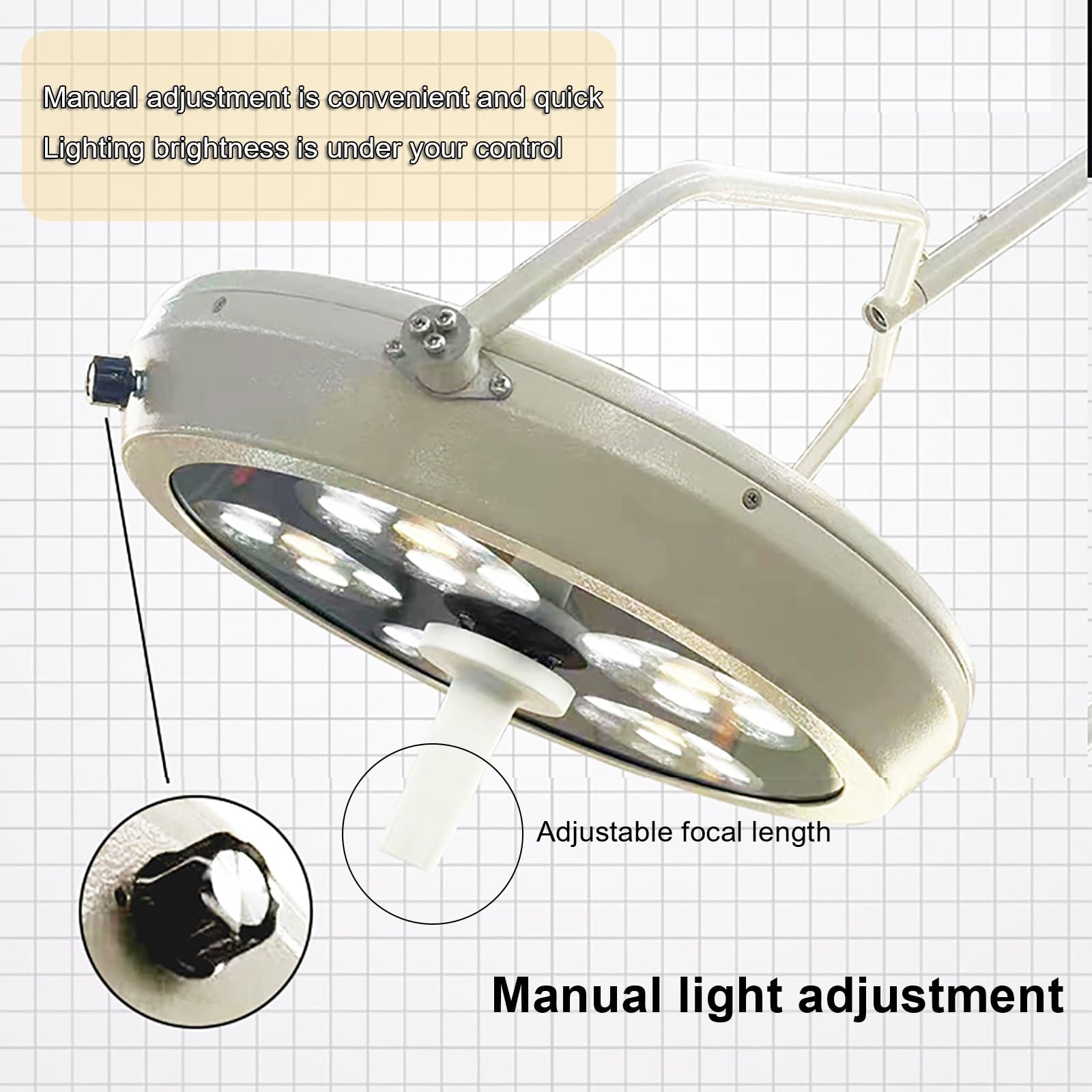 Lampa Zabiegowa LED Bezcieniowa Lampa Zabiegowa Chirurgiczna Mobilna Lampa Zabiegowa Podłogowa Przenośna Lampa Zabiegowa 30 Żarówek LED Obrót o 180° Regulowana Temperatura