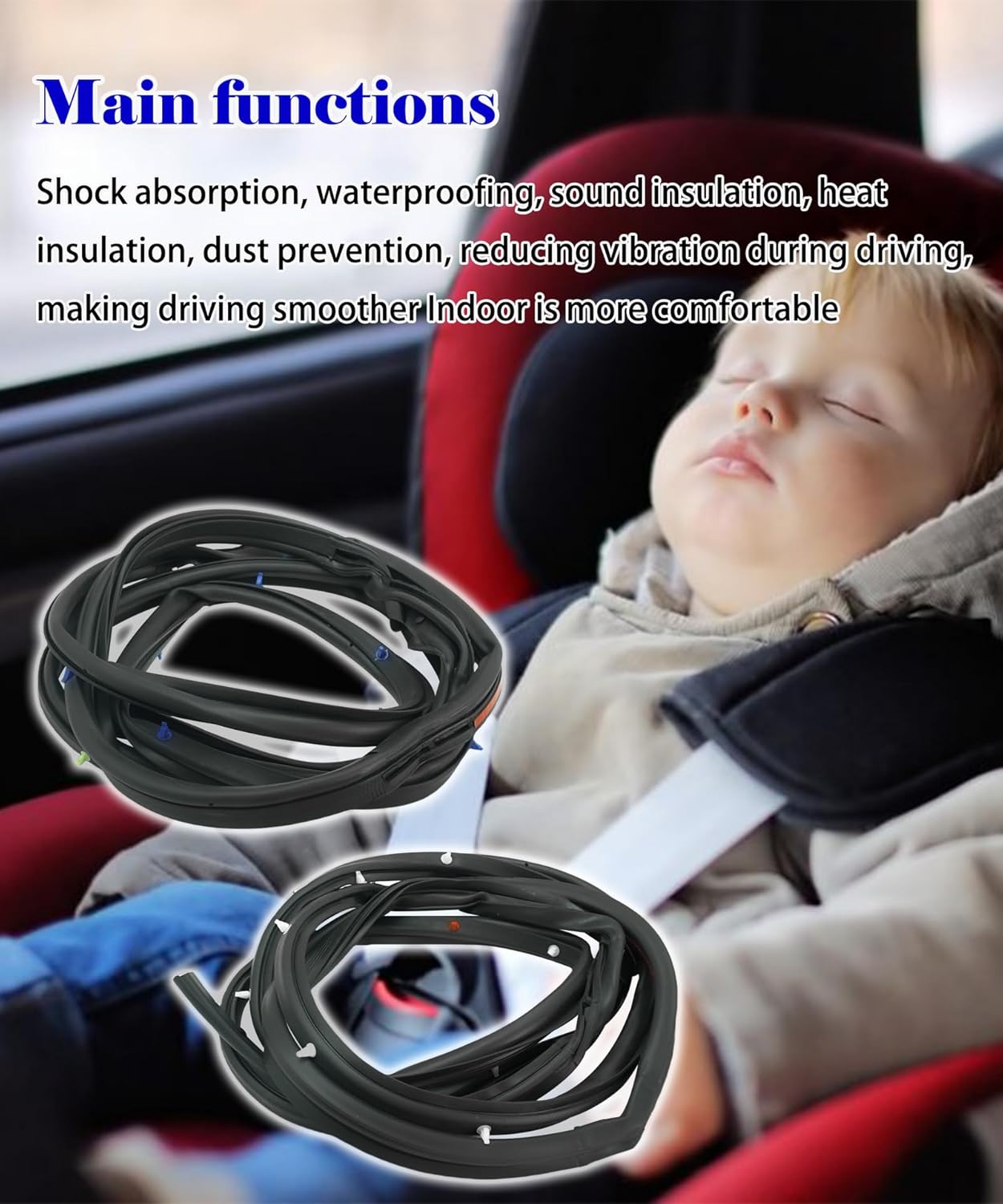 2Pcs Rear Door Rubber Weatherstrip Seal(Left &Right) Fit for Nissan Sentra 2013-2019 Replace 82831-3RA0A-A11,82830-3RA0A-A11