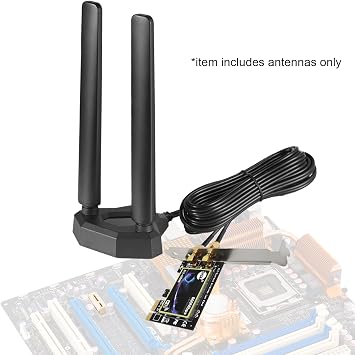 Tri-Band WiFi 6E Antenna 2.4GHz, 5GHz & 6GHz Magnetic Base Antenna for PC Desktop Computer & Gaming Motherboards WiFi Router Bluetooth Card
