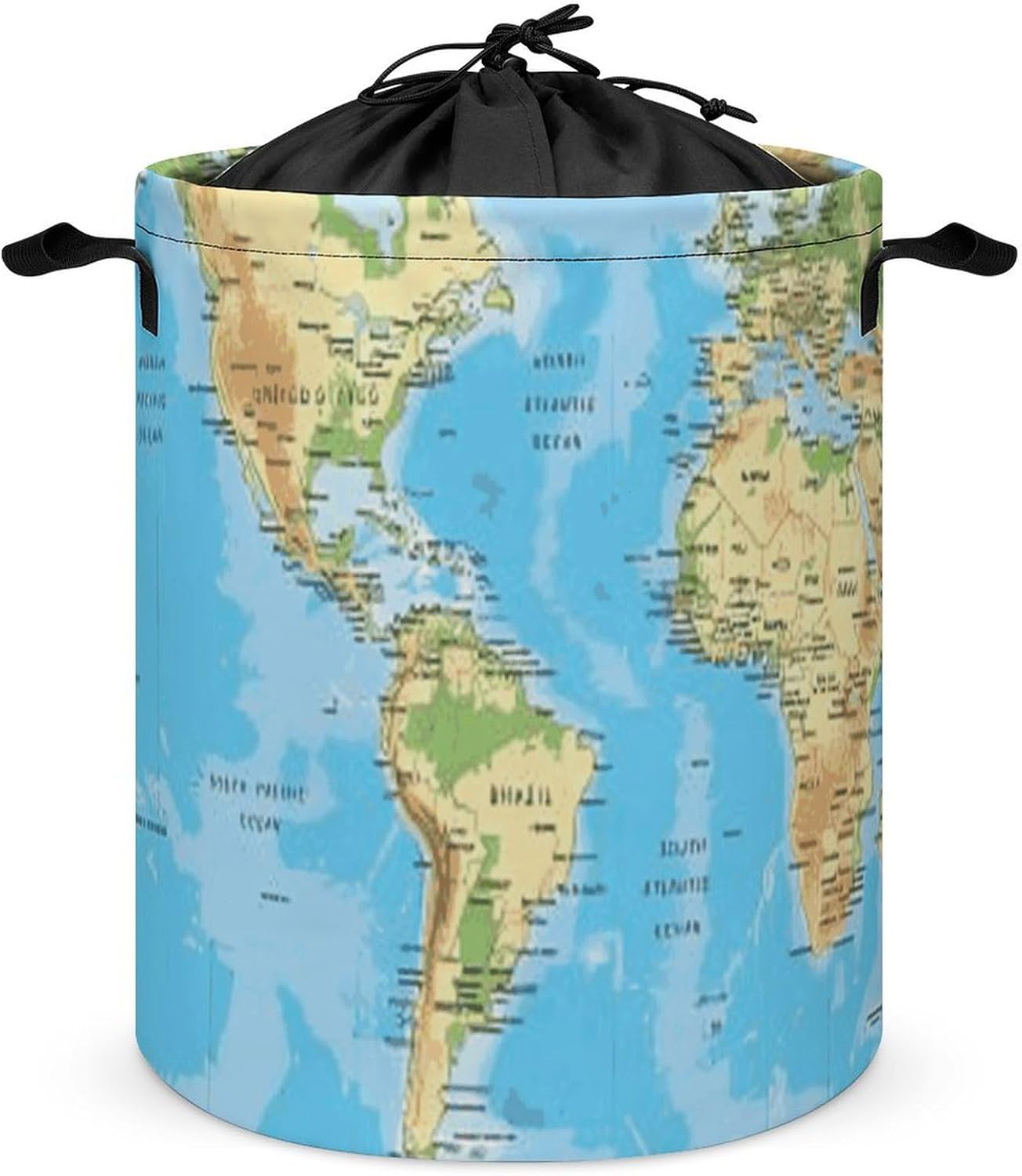 Map Laundry Basket Waterproof Dirty Clothes Basket Freestanding Laundry
