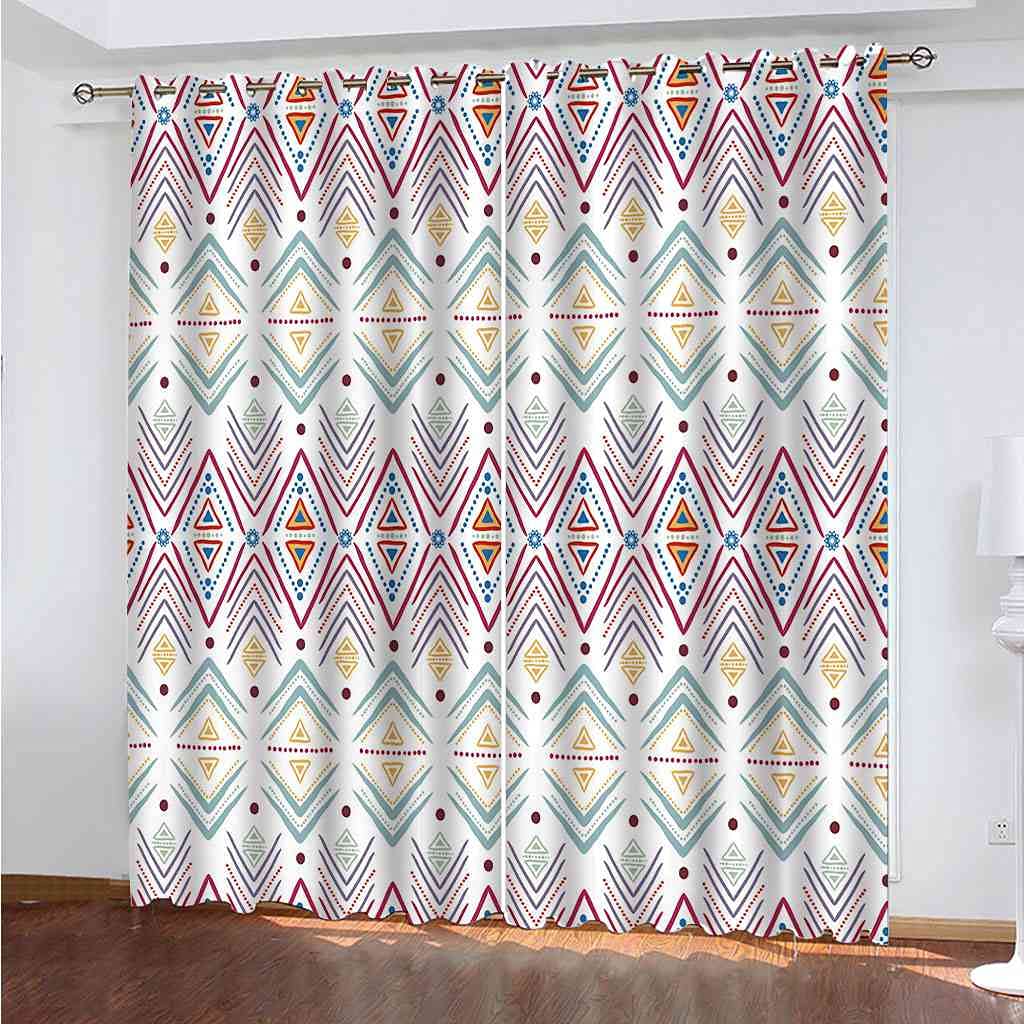 Rideau à oeillets occultant 3D en tissu lourd isolant thermique style ethnique chic
