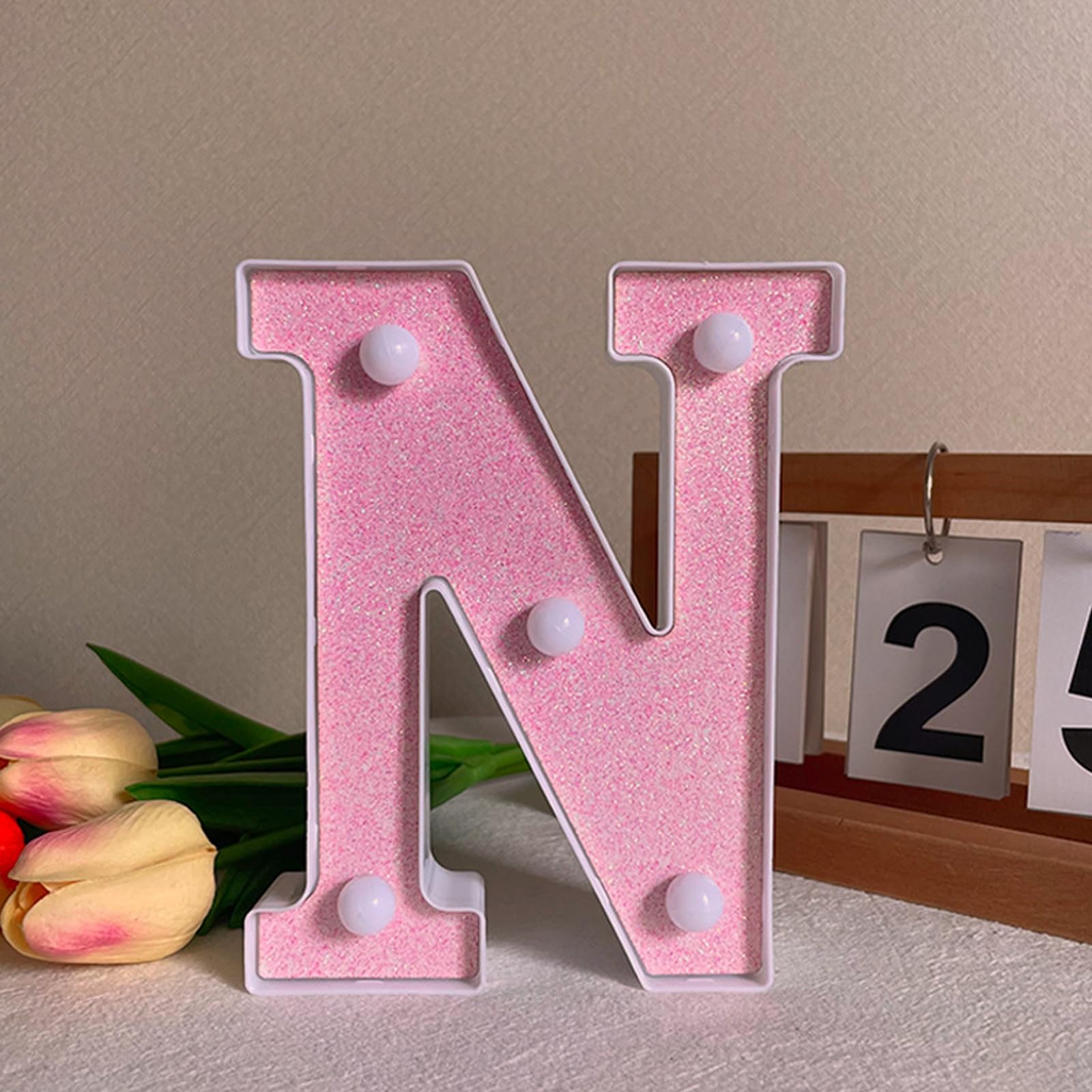 LED Light Up Letter N - 6.3inch Pink Letter Light for Birthday & Party โ image 1