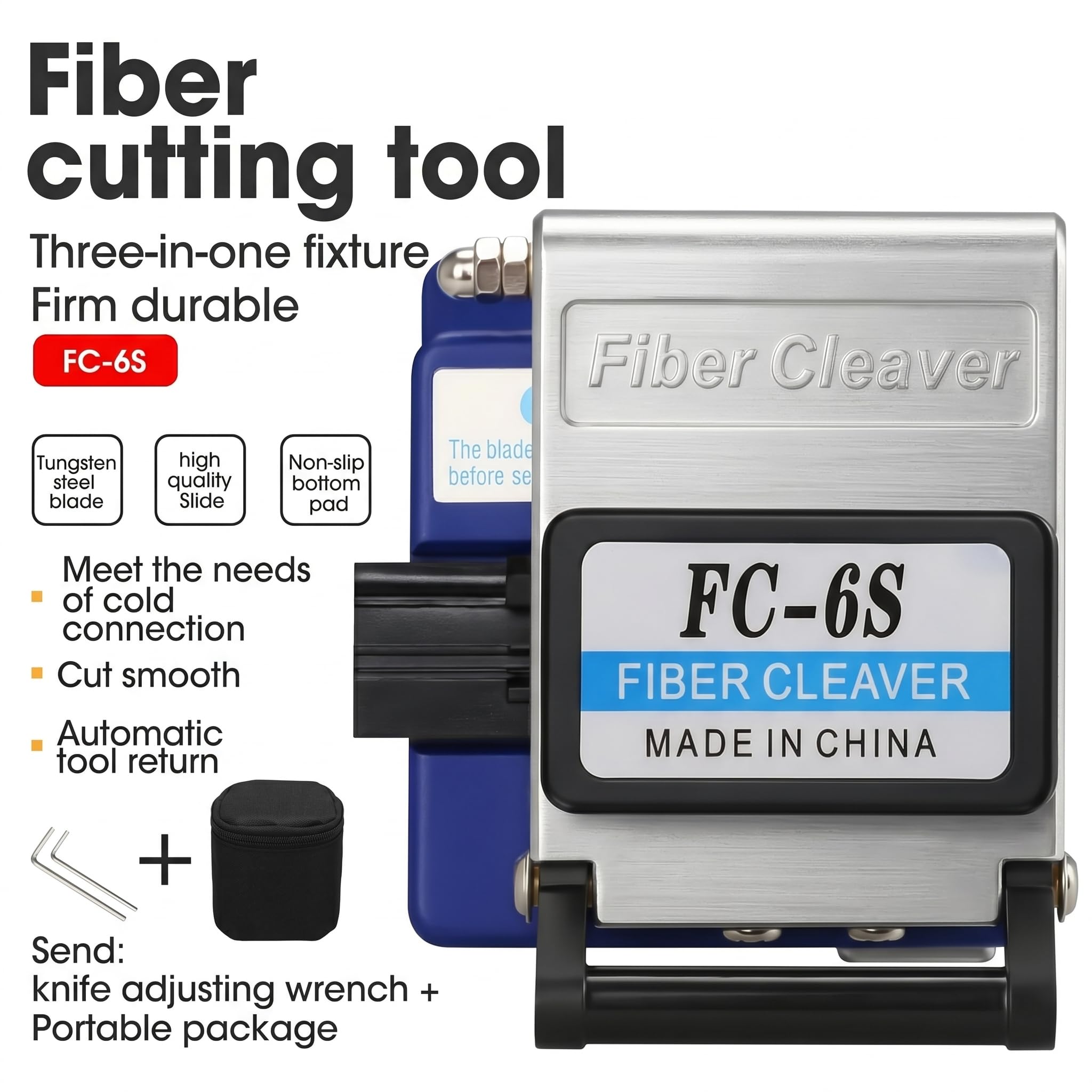 Cuchilla de fibra óptica FC-6S FTTH, herramienta cortadora de fibra de conexión en frío de alta precisión, cuchilla cortadora de cable de fibra, material metálico de hoja de 16 superficies