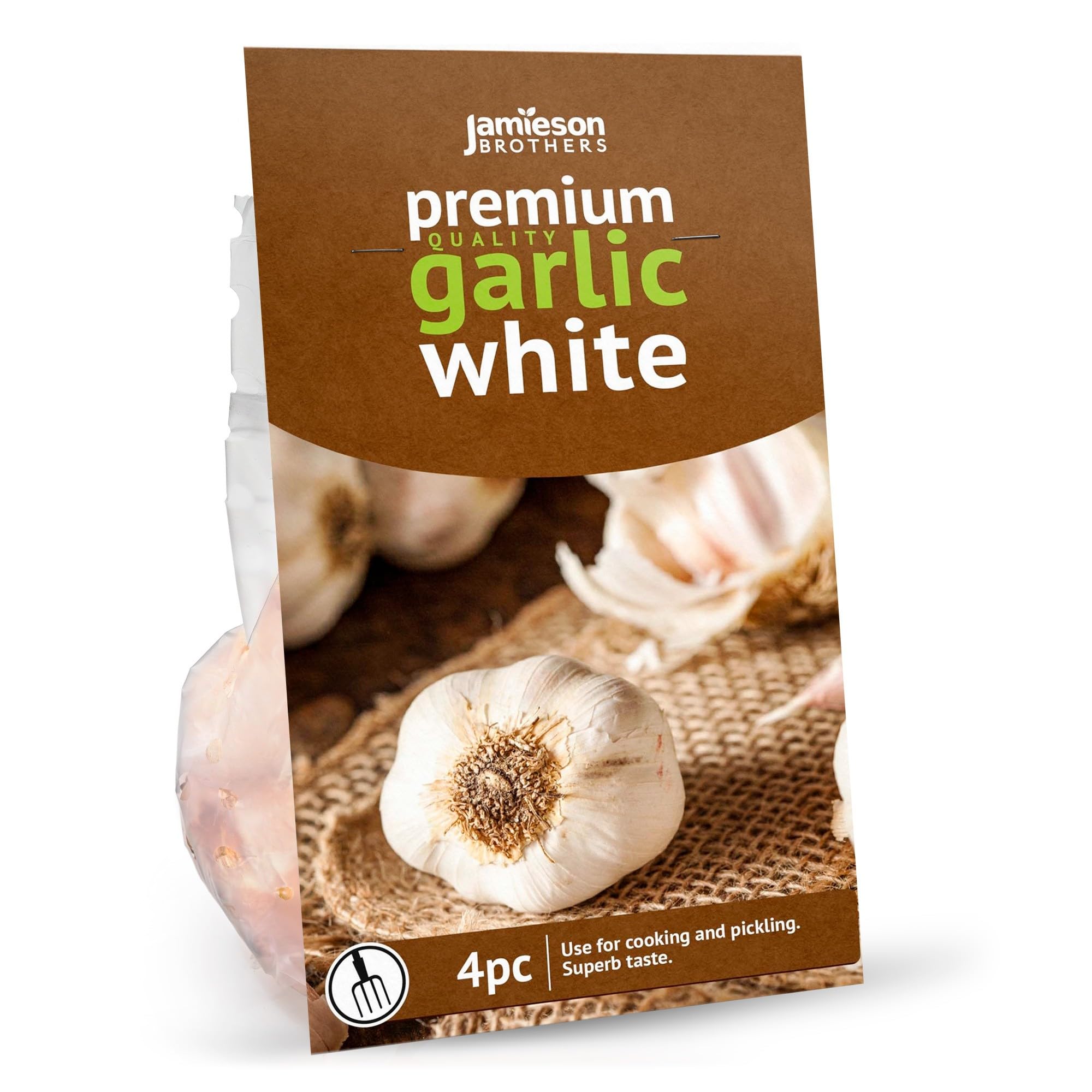 Jamieson Brothers® Premium Autumn White Garlic Bulbs – Quality Garlic Bulbs for Planting, Approx. 4 Bulbs per Pack, Ideal for Growing Robust and Flavourful Harvests