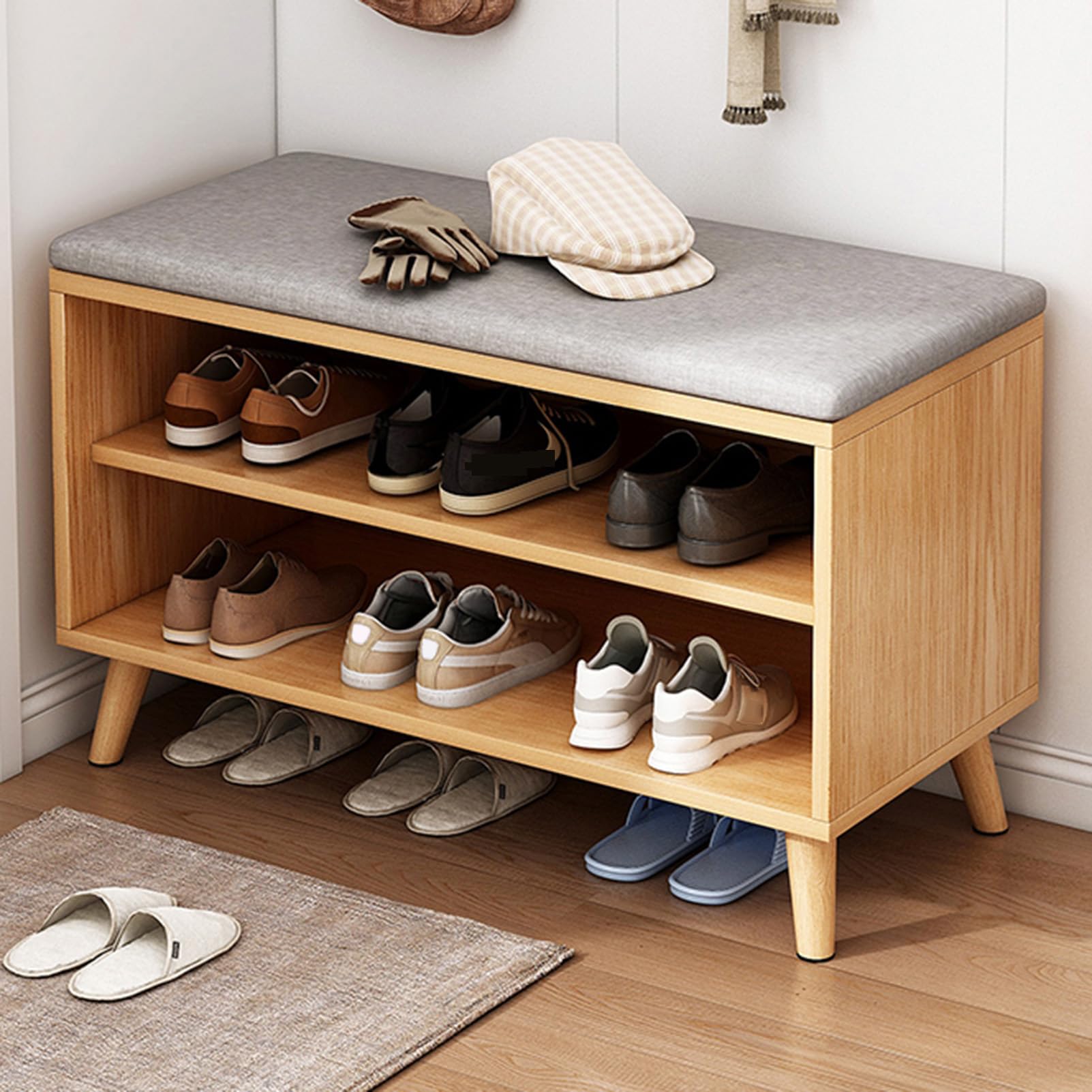 Meuble d'entrée peu encombrant avec range-chaussures à 2 niveaux