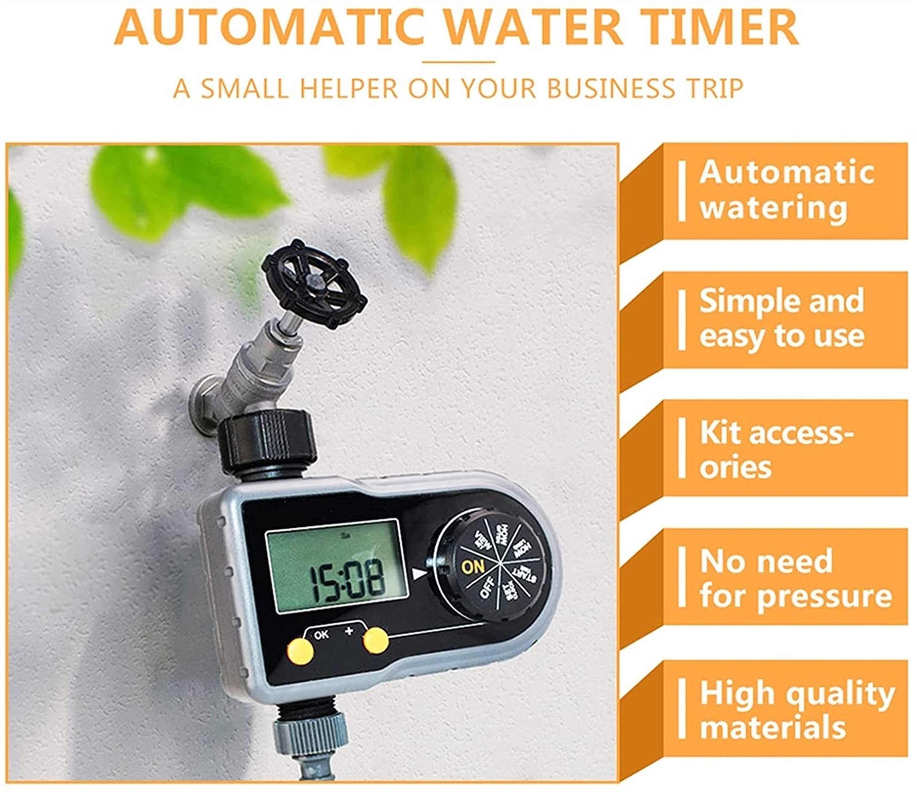 RJJ Sistema di irrigazione del sistema di irrigazione del timer del timer del rubinetto del tubo flessibile del tubo del tubo flessibile del tubo digitale Strumento di annaffiamento del giardino autom