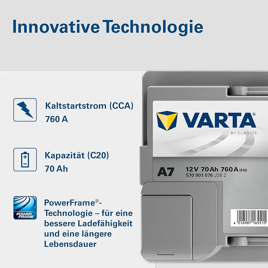 パーツ VARTA SILVER DYNAMIC E39 12V 70Ah 760A Car Battery Varta Silver Dynamic A7 (E39) 12V 70Ah 760A AGM