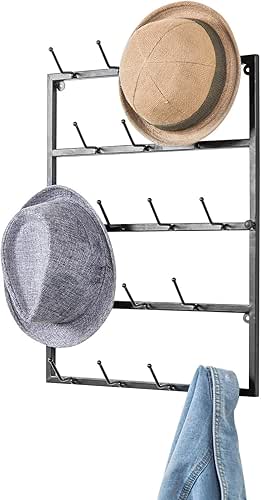 MyGift 5 Tier Modern Matte Black Metal Hat Rack for