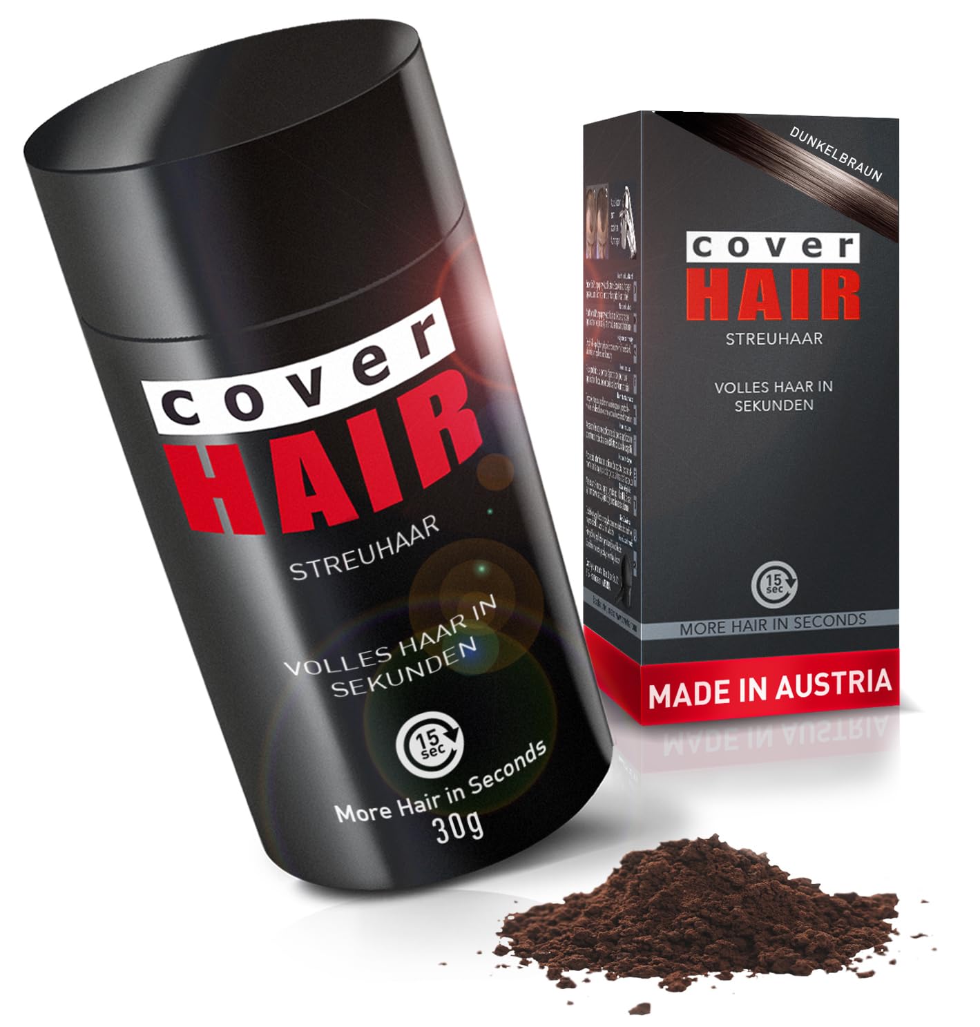 Cover Hair® Premium Streuhaar - 26g I Schütthaar zur Haarverdichtung & Ansatzkaschierung - Natürlicher Look in Sekunden I Hair Fiber für Männer & Frauen I Streuhaar Dunkelbraun