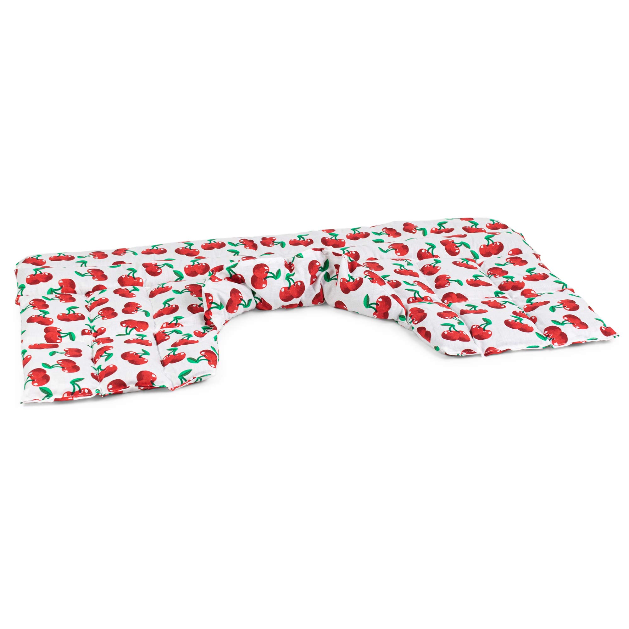Bio-Dinkelkissen Schulter & Nackenkissen mit Kragen. Wärmekissen Körnerkissen Nackenwärmer für Mikrowelle und Backofen (cherry-white, Bio-Dinkel)