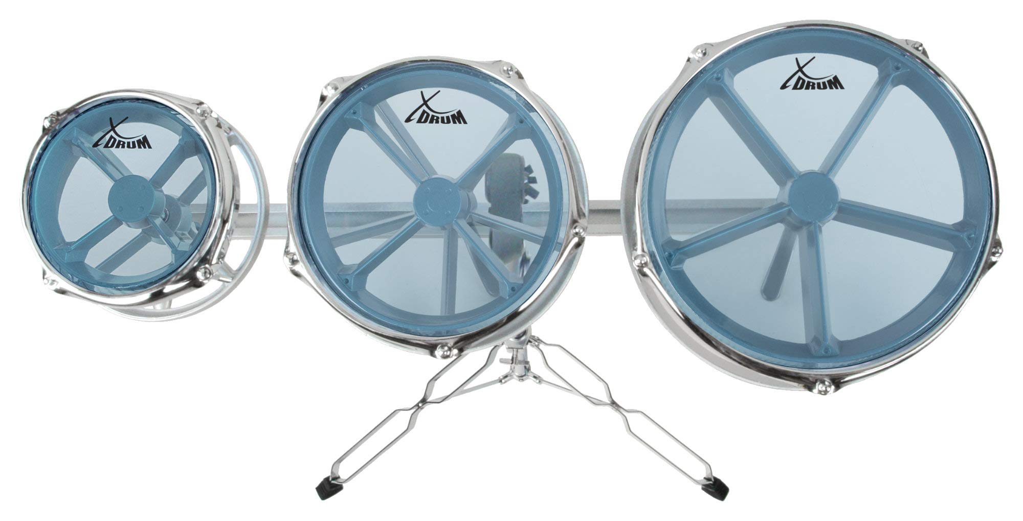 XDrum Rototoms - 6", 8", 10" Percussion Trommeln für Schlagzeug - Doppelstrebige Hardware und verstellbarer Ständer - Silber