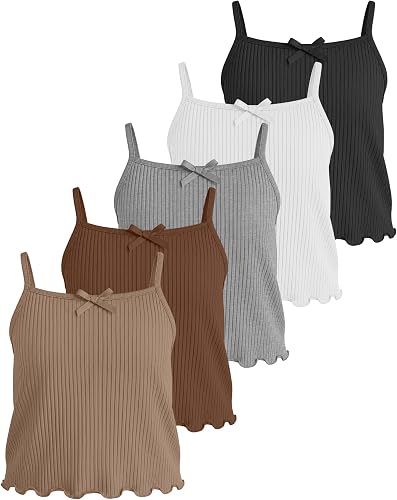 LessonZoo 5 Pack Girls Camisole, 5-Color, 9-10 Years