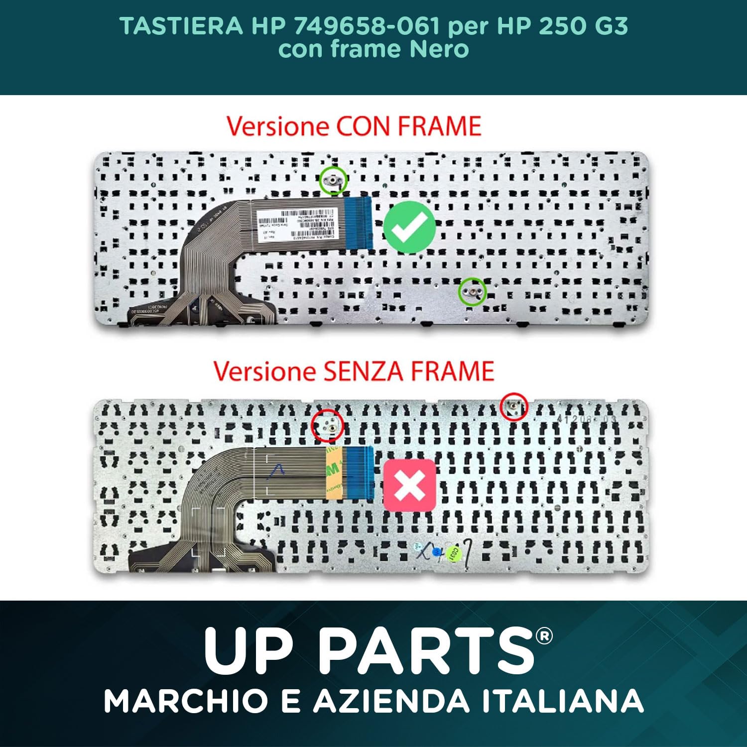Tastiera Italiana Compatibile con HP 749658-061 per Notebook HP 250 G3 255 G3 Pavilion 15-206SL 15-G, 15-R, 250 G3, 255 G3, 15-H 15-S 15-E 15-N. 15-n010sl (E7H19EA) 15-r016nl (J6Z94EA)