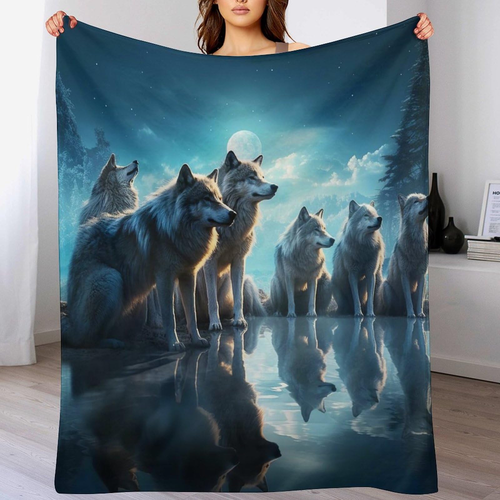 Couvre-lit loup en flanelle pour cocooner chaleureusement sur votre canapé