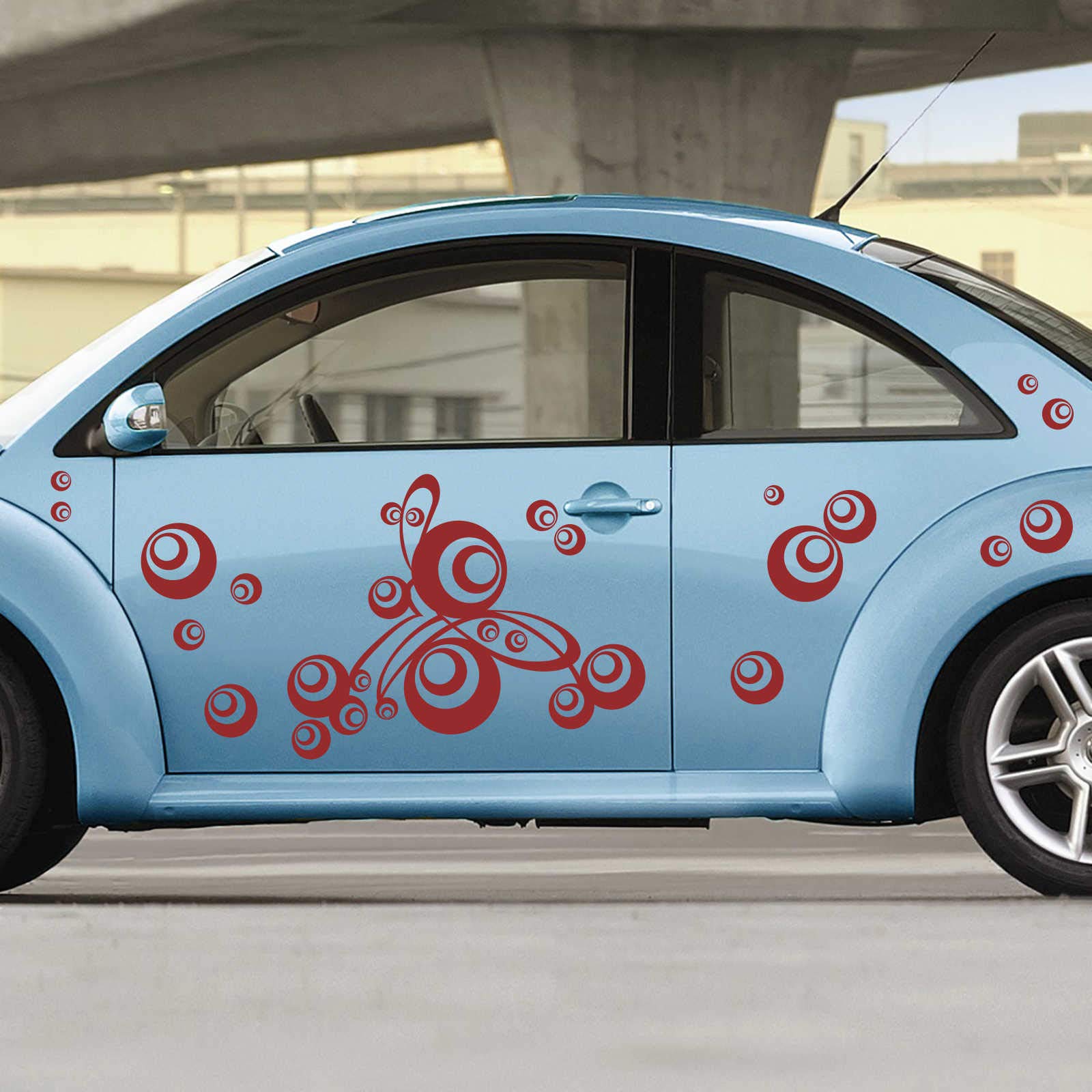 INDIGOS UG Set di adesivi per auto, in stile retrò, con fiocco a vortice, 180 x 60 cm, rosso scuro, tuning carystyling, lunotto posteriore auto
