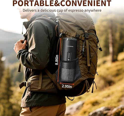 Miniatura 2 de Leozora - Máquina de café espresso portátil de 20 bares, 7500 mAh USB-C recargable, 3 en 1 para café molido y cápsulas NespressoDG, máquina de café