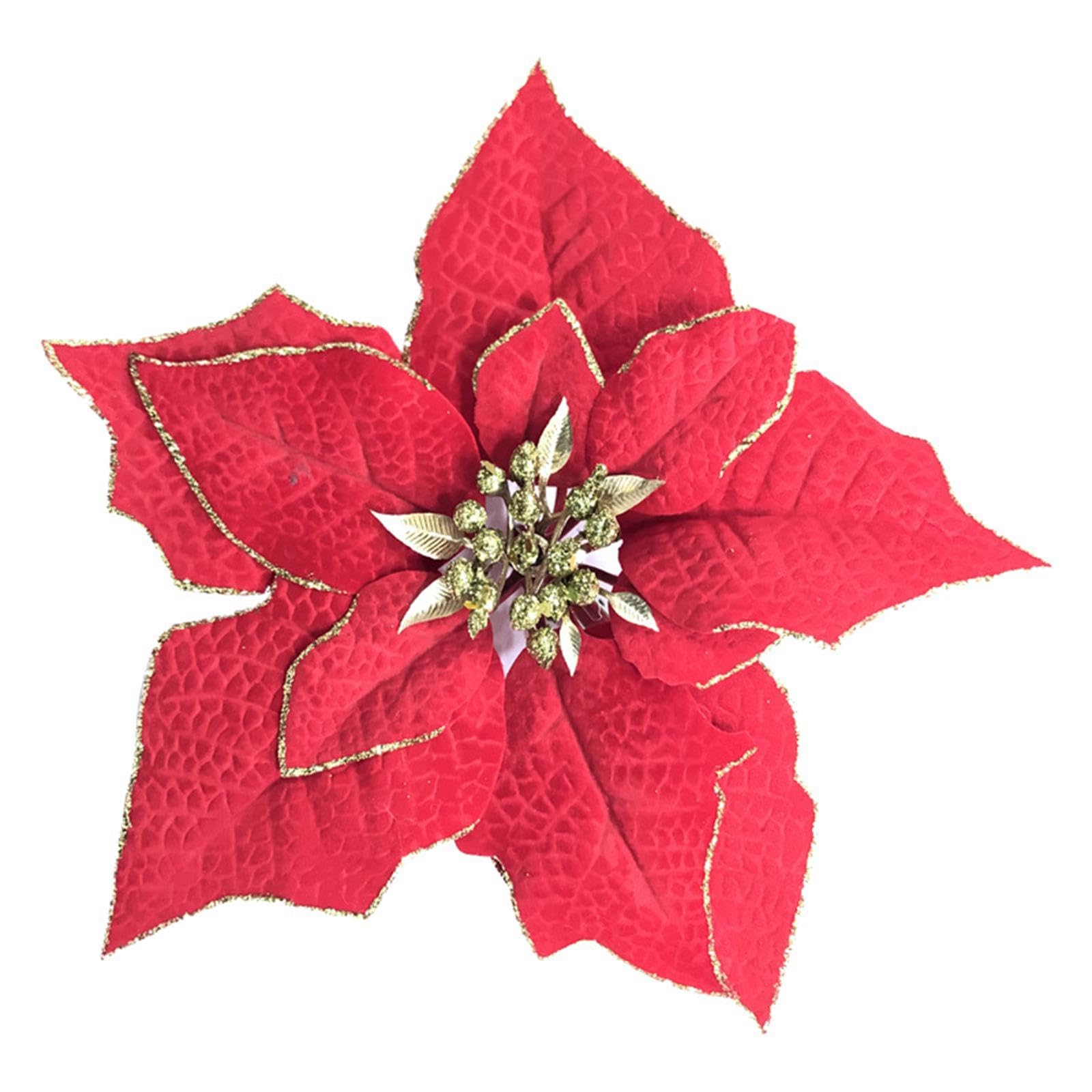 predolo Flor de Pascua Artificial, Adorno Decorativo Festivo, Planta de Flor de Pascua Roja en Maceta para Fiestas, Chimenea, Jardín, Festivales Y Navidad