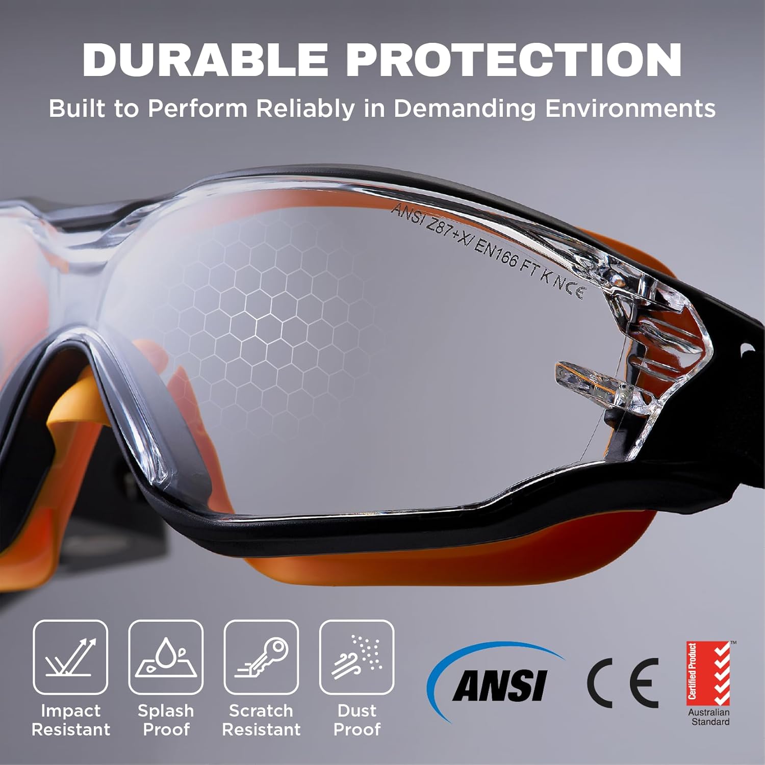 SPEXTRA Safety Goggles Anti-Fog Clear Lens, ANSI Z87.1 Impact Resistance and UV Protection, Lab Chemistry Goggles - Image 4