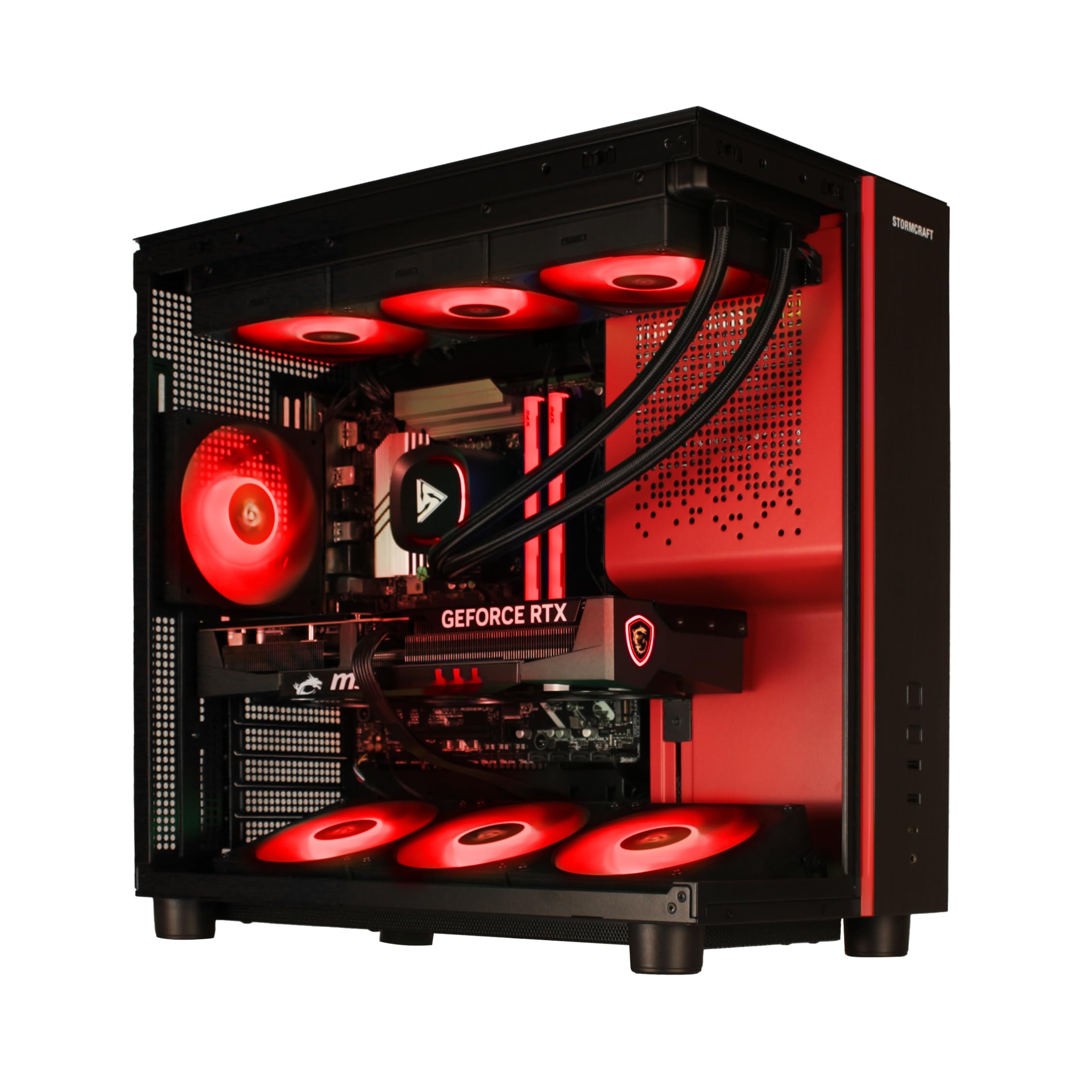 STORMCRAFT Phantom RTX 5080, AMD Ryzen 7 9800X3D, 32GB DDR5 RAM 6000MHz, 2TB NVMe Gen4 SSD, B850 Chipset 850w PSU 360mm AIO, Win 11 Home, RGB Keyboard Mouse, WiFi BT HDMI AI Prebuilt Gaming Desktop PC
