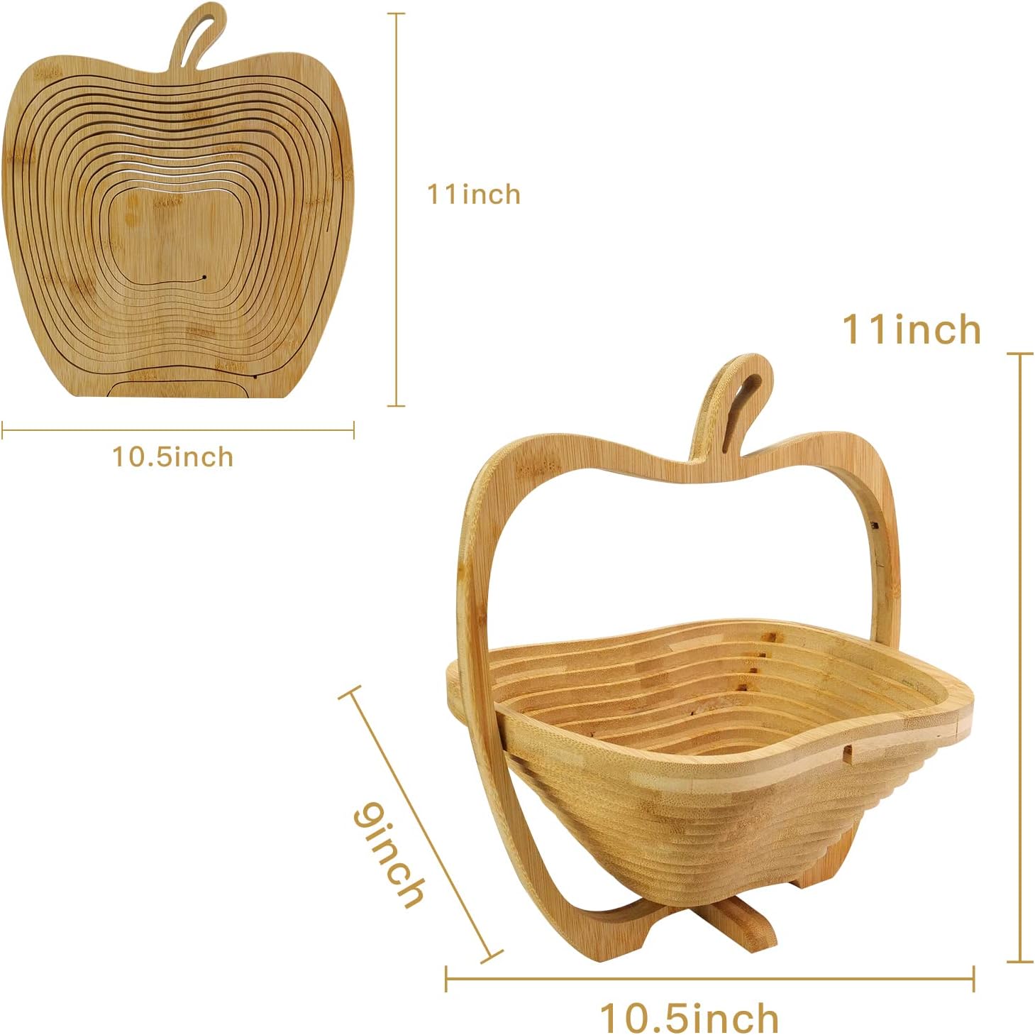 MYOSOTIS Foldable Fruit Basket Gift Snack Box Apple shape fruit bowl holder and Dried fruit basket For Halloween Holiday Party Christmas Decoration (Apple02)