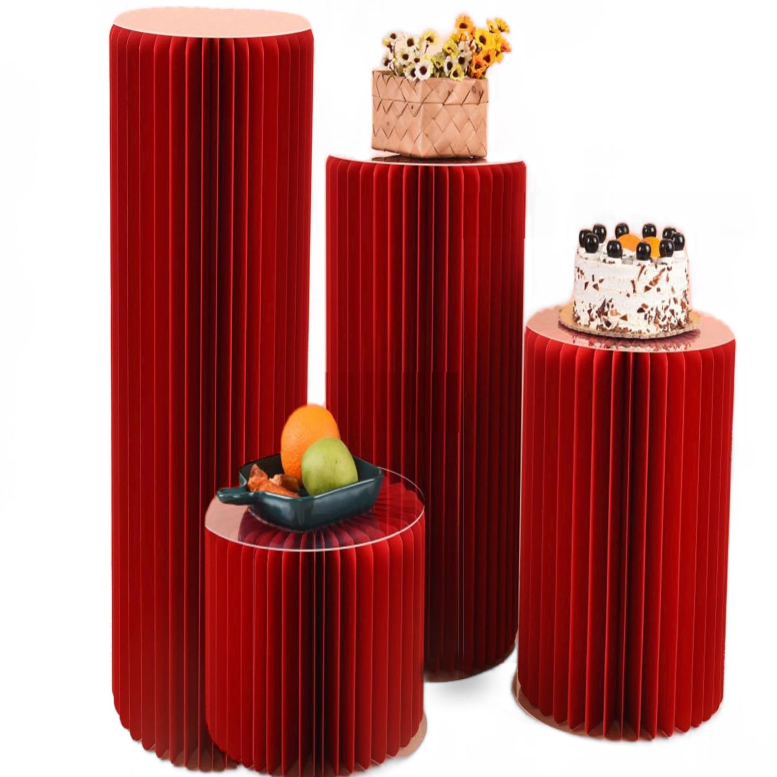 Soporte de cartón plegable para tartas, pilares cilíndricos para decoración de fiestas y bodas