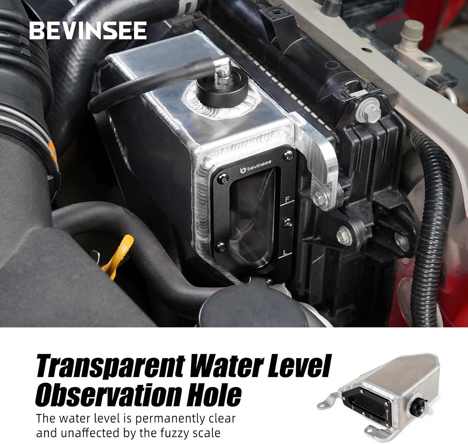 Bevinsee Cooling Fluid Reservoir Compatible with Toyota 4Runner 2010-2024, Replace for 16470-31050 Black
