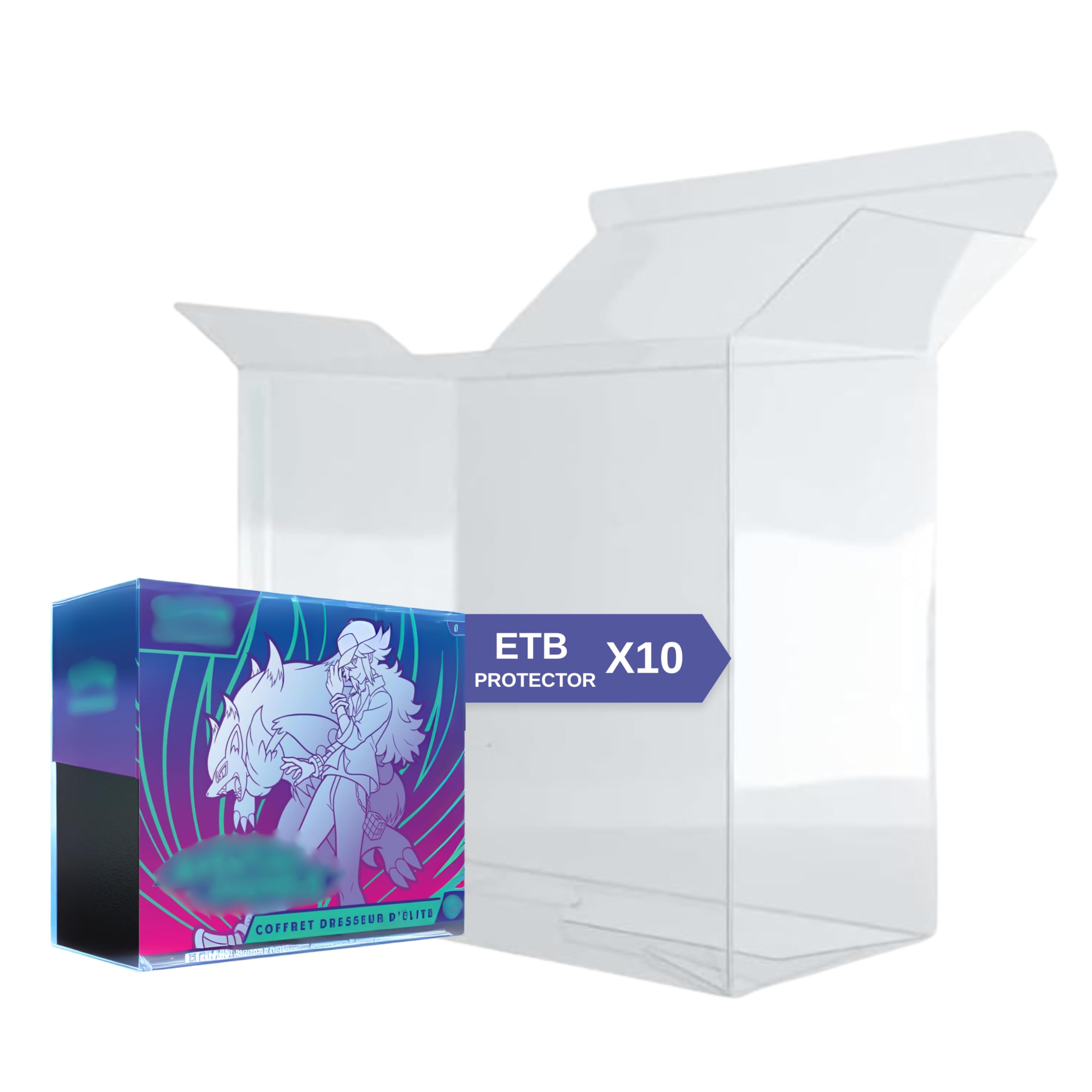 Lot de 10 Protections ETB – Compatible Pokémon | Boîte de Protection Transparent Elite Trainer Box pour Coffrets Dresseur d’Élite, Box Cartes Pokemon | Accessoire Pokémon TCG Premium