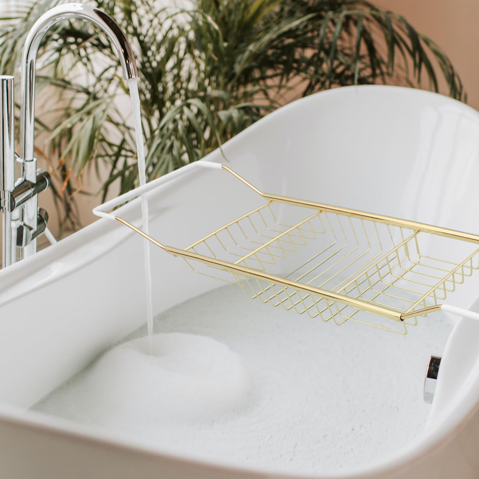Mensola Estensibile Per Vasca Da Bagno in Acciaio Inox, Vassoio Regolabile Portaoggetti, Dorato, Per Accessori Bagno E Relax