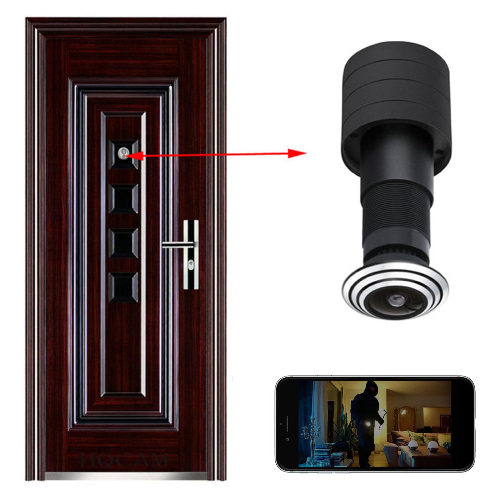 Yunseity Spioncino per Spioncino, Telecamera Spioncino Wi-Fi da 2 MP per Porta Anteriore, Telecamera IP Grandangolare da 1,6 Mm per Foro per Porta per Monitoraggio, Supporto Accesso
