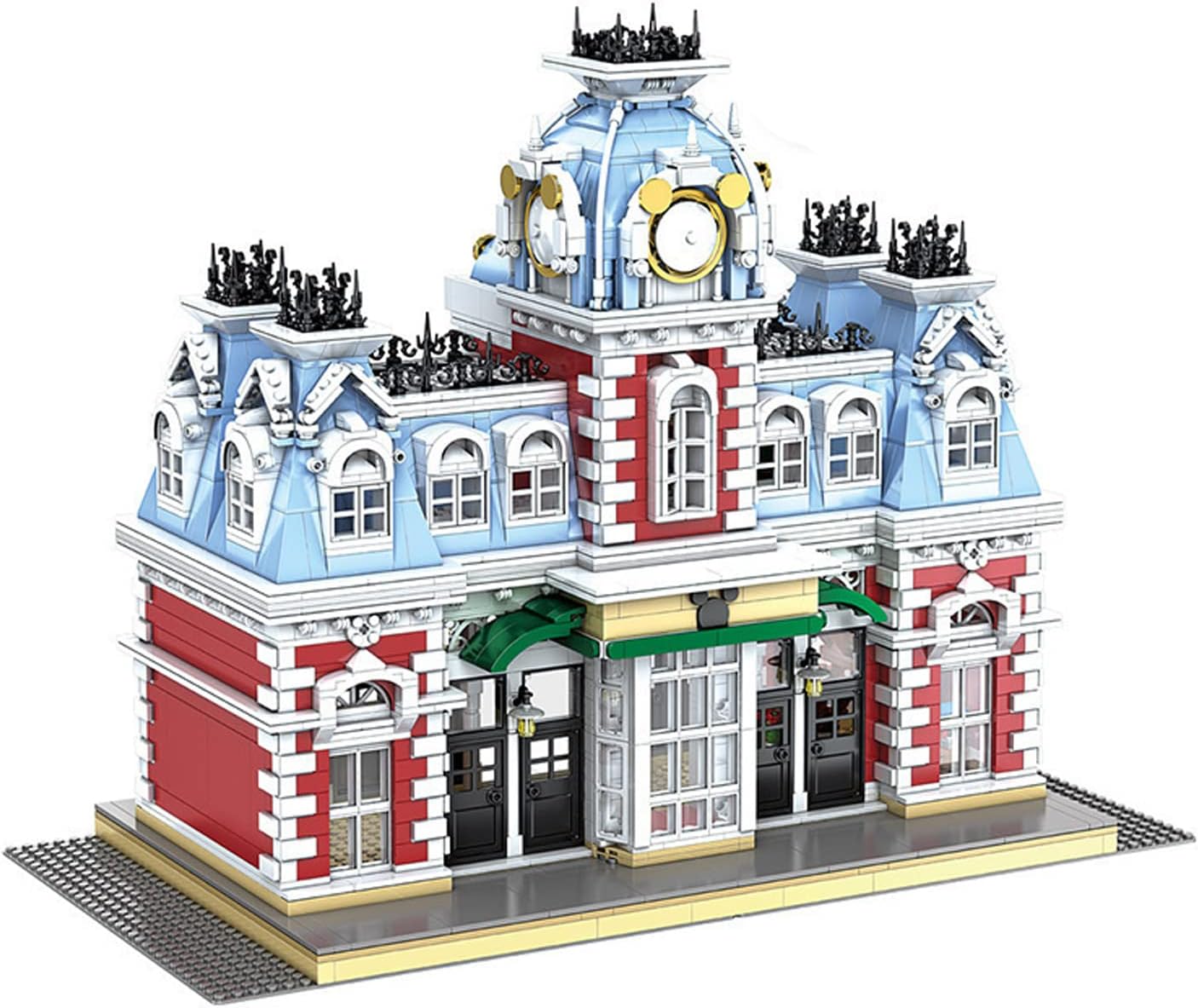 FHDD City Creativity Street View Building Blocks The Station of The Dreamland Set DIY Assembly Model Bricks Kids Gifts