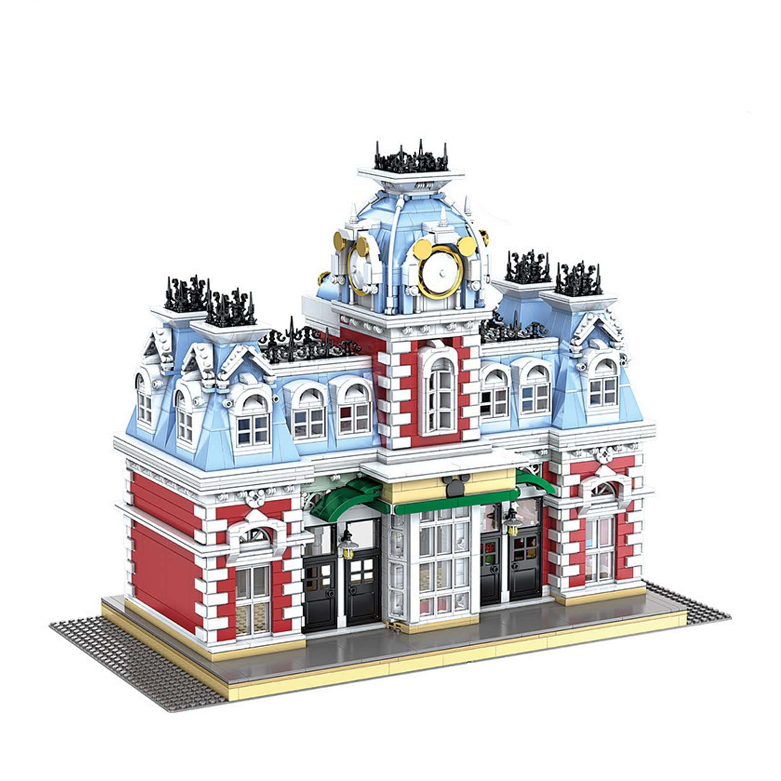 FHDD City Creativity Street View Building Blocks The Station of The Dreamland Set DIY Assembly Model Bricks Kids Gifts