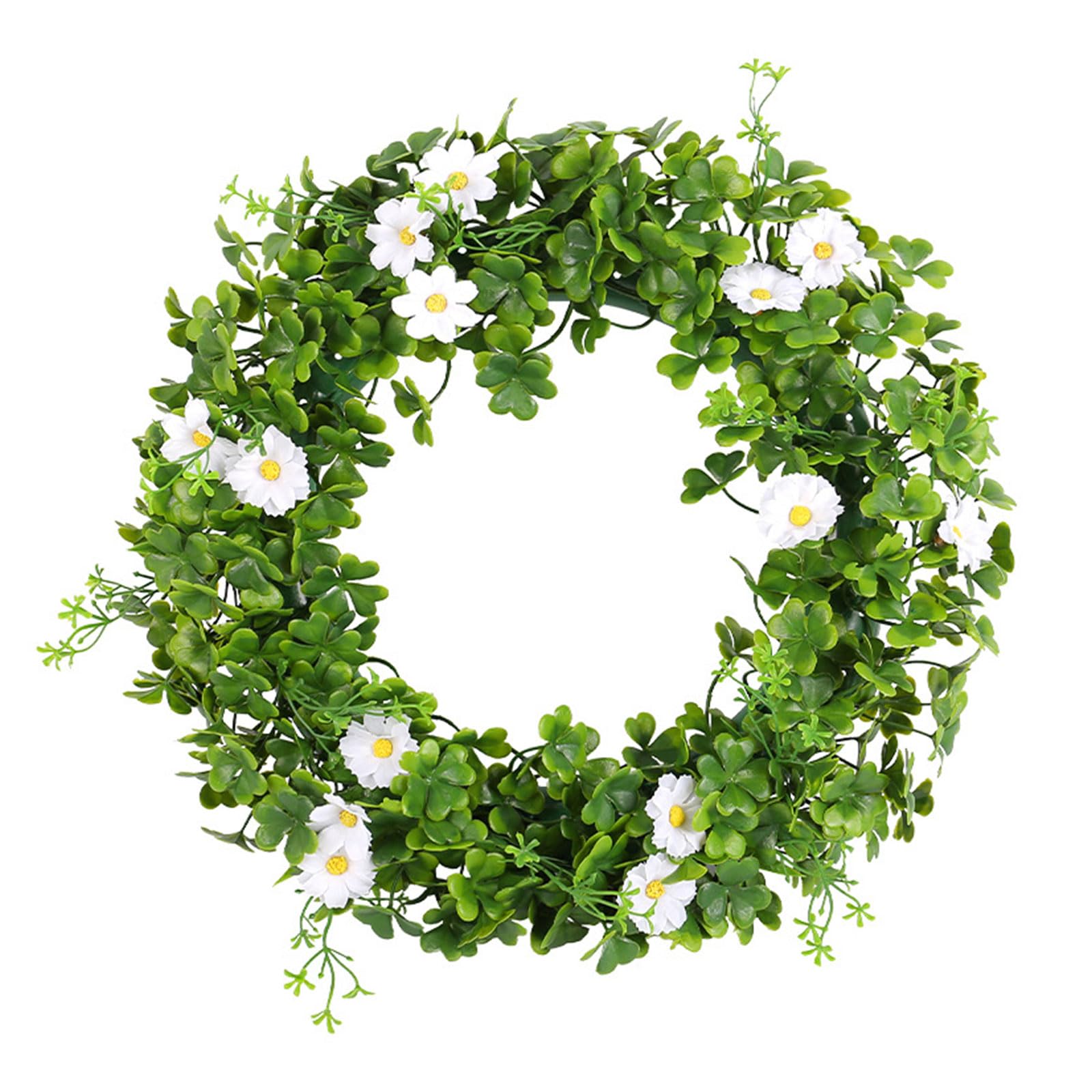 Buxuaaaa Patricks Day Decorations Artificial Wreath Green Shamrocks Wreath for Front Door Patricks Day Shamrocks