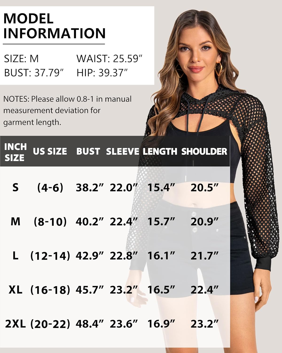 Women Mesh Crop Top Hoodie Fishnet See Through Long Sleeve Shirt Sheer Blouse for Club Party - Image 7
