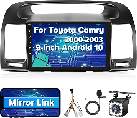 for 2000 2003 toyota camry radio android 10 car stereo radio player 9 inch touch screen car audio receiver with gps navigation bluetooth head unit su