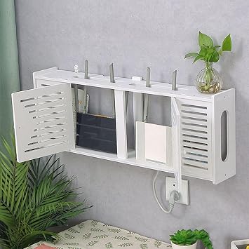 Router & Shelf Hanging WiFi Router Storage Box, Decorative WiFi Hider, TV Set-Top Rack, Wall Storage