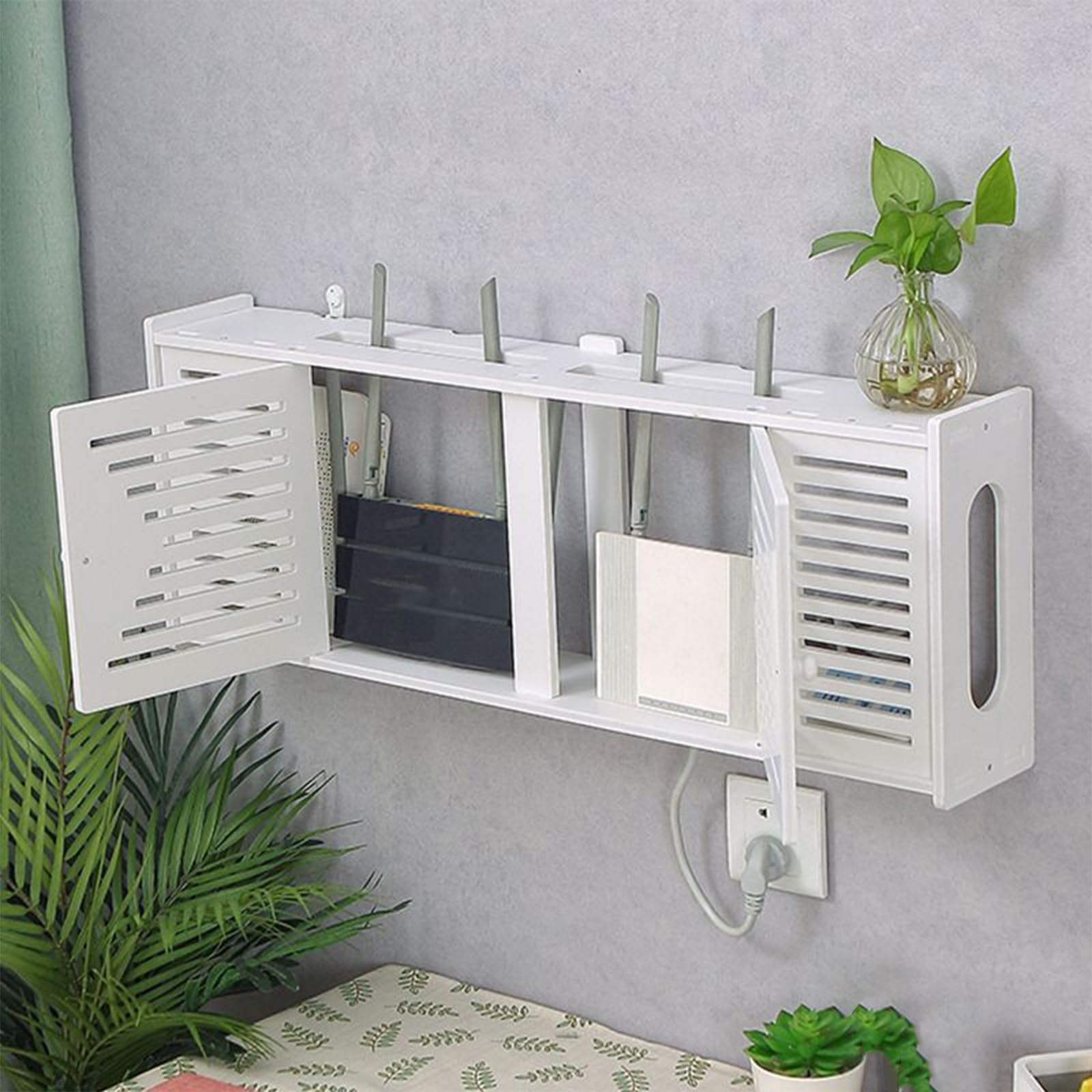 Router-Regal, Wandbehang WLAN-Router-Regal, dekorativer WiFi-Hider, WiFi Wall Router Storage Box, TV-Set-Top-Rack, Wand Aufbewahrungsregal