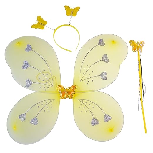Asa de Borboleta Fantasia Infantil Kit com Varinha e Tiara Fada Festa Carnaval Lembrancinha
