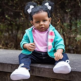 Rebornova Reborn Baby Dolls Black Girl, African American 20 Inch Realistic Newborn Baby Dolls with Lifelike Soft Body Silicone Limbs Birthday Gift Set for Ages 3+