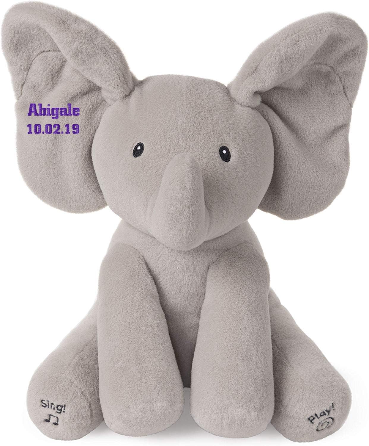 GUND Personalized Baby Animated Flappy The Elephant Plush Toy (Embroidered)