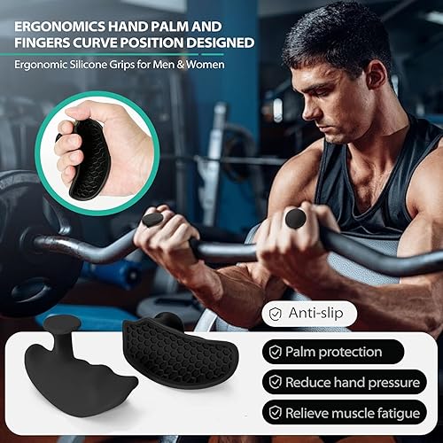 Miniatura 2 de Puños ergonómicos de goma para hombres y mujeres, guantes de entrenamiento antideslizantes sin dedos para levantamiento de pesas, peso muerto,